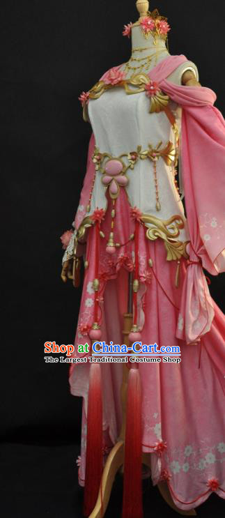 Top Moonlight Blade Swordswoman Garment Costumes Traditional Game Role Fairy Clothing Cosplay Young Beauty Pink Dress