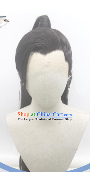 Handmade China Ancient Swordsman Headdress Cosplay Young Knight Wigs Traditional Word of Honor Cao Weining Hairpieces