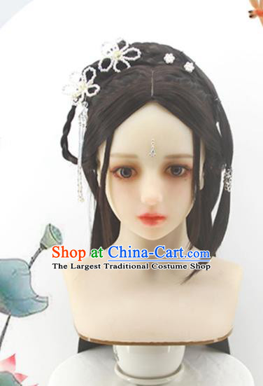 Chinese Cosplay Noble Lady Hair Accessories Ancient Young Beauty Wigs Headwear Traditional Song Dynasty Princess Hairpieces