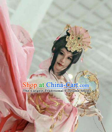 Chinese Ancient Imperial Consort Front Lace Wigs Headwear Traditional Hanfu Qin Dynasty Hairpieces Cosplay Goddess Hair Accessories