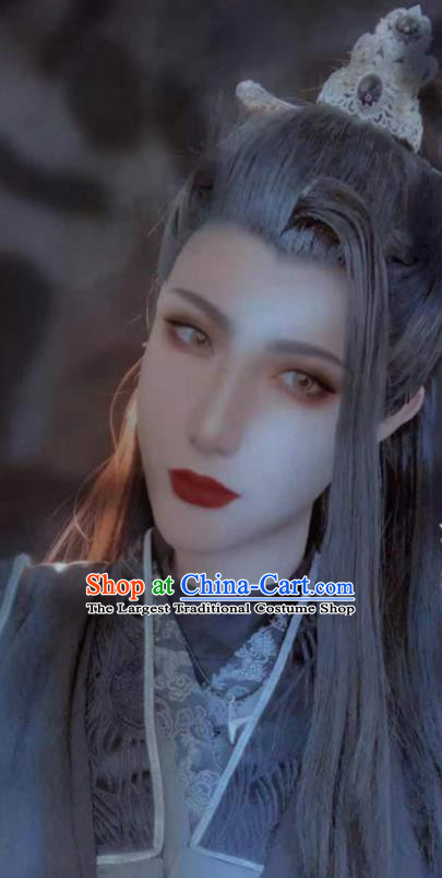 Handmade China Traditional Heaven Official Blessing Hairpieces Ancient Hanfu Prince Headdress Cosplay Swordsman Black Wigs