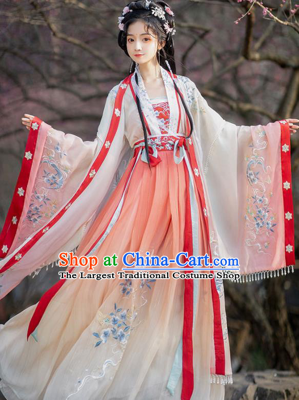 China Ancient Palace Princess Garment Costumes Tang Dynasty Court Beauty Historical Clothing Traditional Young Lady Hanfu Dress Apparels