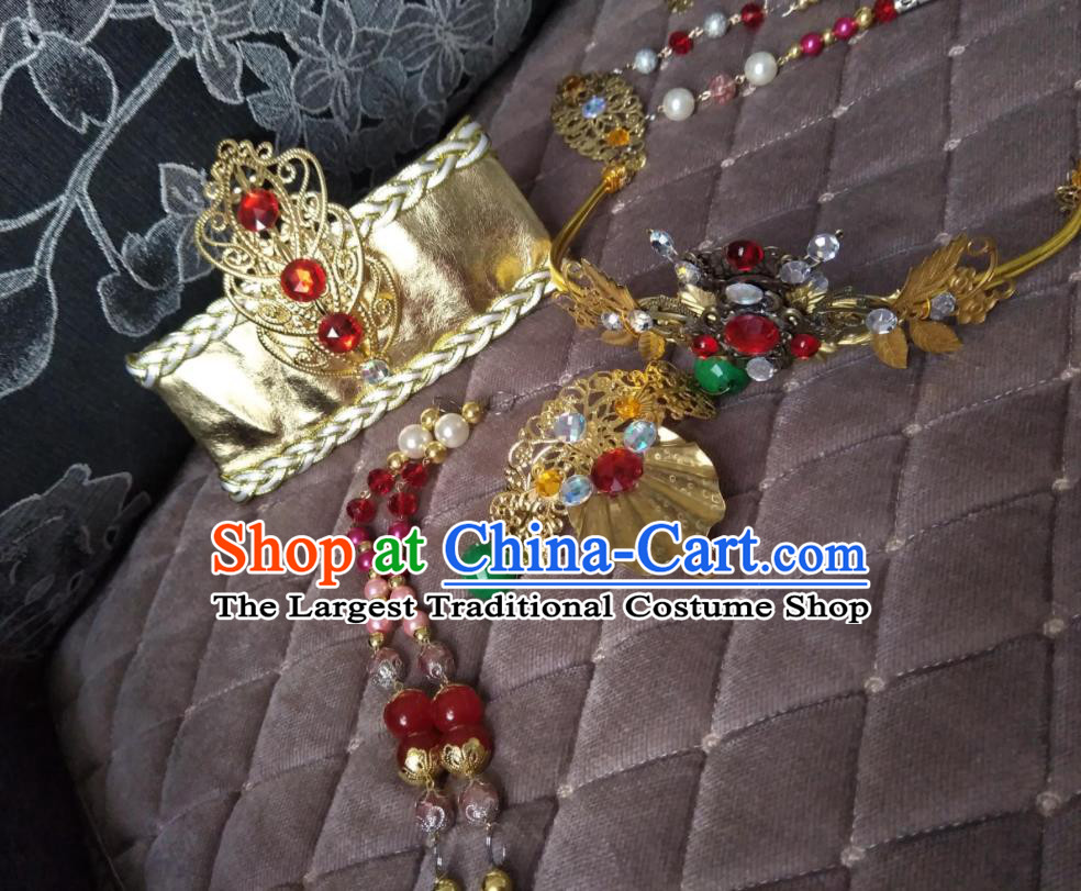 Chinese Handmade Cosplay King Headpieces Traditional Puppet Show Prince Hairdo Crown Ancient Emperor Hair Accessories