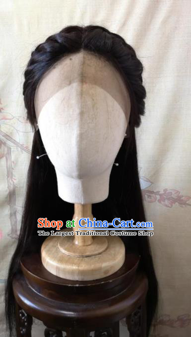 China Ancient Palace Princess Hairpieces Traditional Hanfu Young Beauty Hair Accessories Cosplay Xiao Feng Front Lace Wigs Headwear