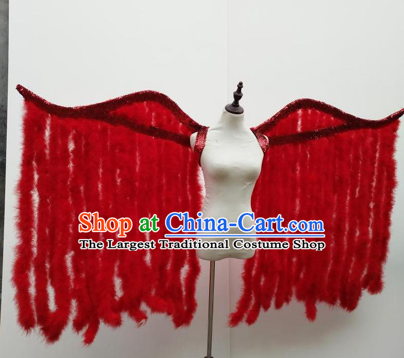 Top Cosplay Angel Props Stage Show Red Feather Tassel Wings Brazilian Carnival Accessories Halloween Catwalks Decorations