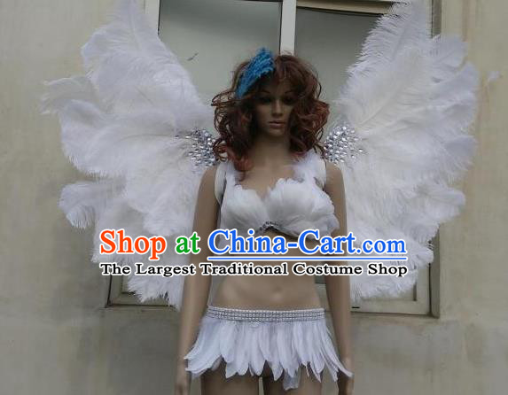 Top Stage Show White Feather Wings Brazilian Carnival Accessories Halloween Catwalks Decorations Cosplay Angel Props