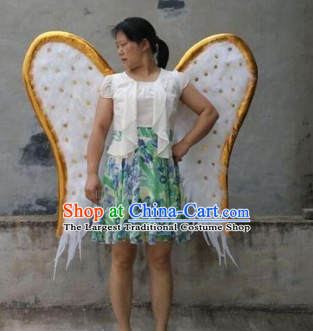 Top Halloween Cosplay Angel Decorations Miami Catwalks Props Stage Show White Feather Wings Opening Dance Back Accessories