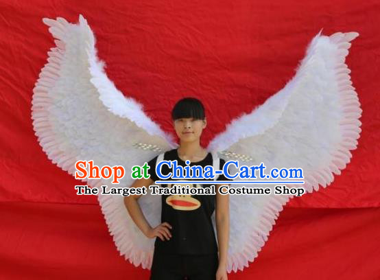 Top Brazil Parade Giant Decorations Miami Angel Props Stage Show White Feather Wings Catwalks Back Accessories