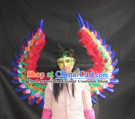 Top Brazil Parade Decorations Miami Catwalks Angel Props Stage Show Colorful Feather Wings Opening Dance Back Accessories