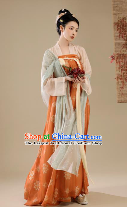 China Ancient Palace Beauty Clothing Tang Dynasty Garment Costumes Traditional Court Hanfu Dress Apparels