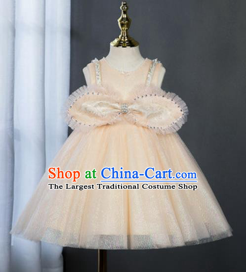 Custom Modern Dance Clothing Children Catwalks Garment Costume Christmas Performance Champagne Full Dress Girl Princess Fashion