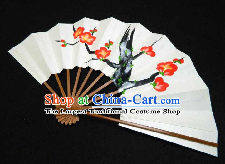 Japan Geisha Performance Accordion Classical Dance Folding Fan Traditional Ink Painting Plum Blossom Fan Handmade Craft Fans