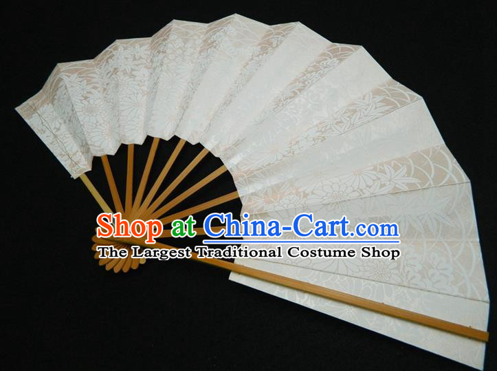 Japan Handmade Bamboo Craft Fans Geisha Performance Accordion Classical Dance Folding Fan Traditional Chrysanthemum Pattern Fan