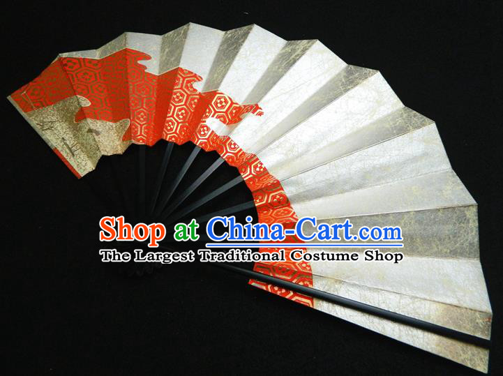 Japan Traditional Tortoiseshell Pattern Fan Handmade Ebony Craft Fans Geisha Performance Accordion Classical Argent Folding Fan