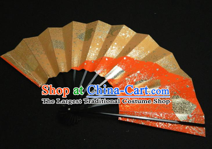 Japan Handmade Kimono Dance Accordion Craft Classical Dance Fan Traditional Geisha Performance Golden Folding Fan