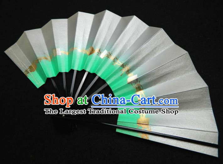 Japan Geisha Dance Folding Fan Traditional Court Light Grey Fan Handmade Craft Fans Kimono Performance Accordion