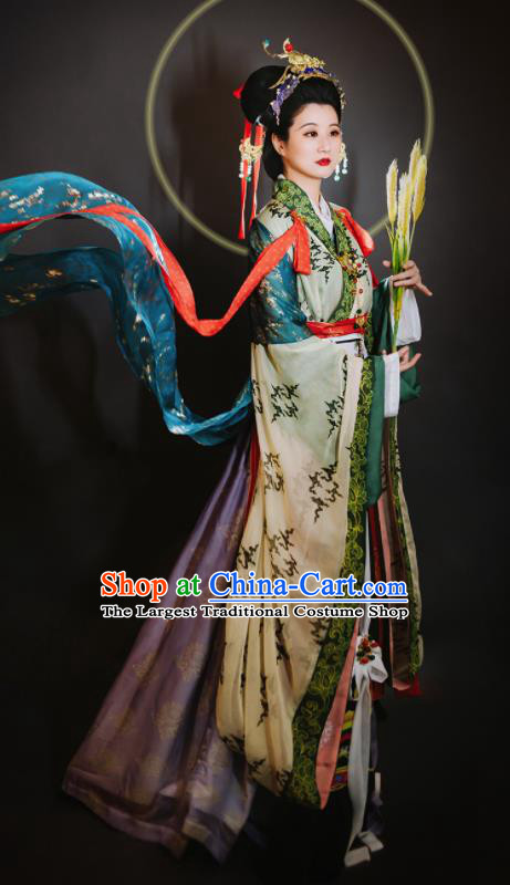 China Traditional Historical Costumes Ancient Goddess Queen Dress Clothing Song Dynasty Court Empress Hanfu Garments Complete Set