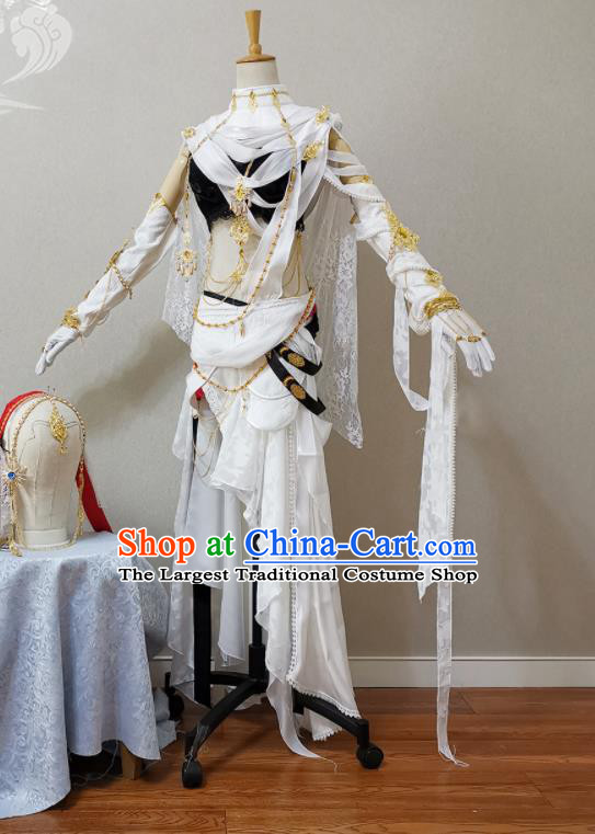 China Cosplay Fairy Garment Costumes Ancient Female Knight White Dress Outfits Traditional JX Online Swordswoman Clothing