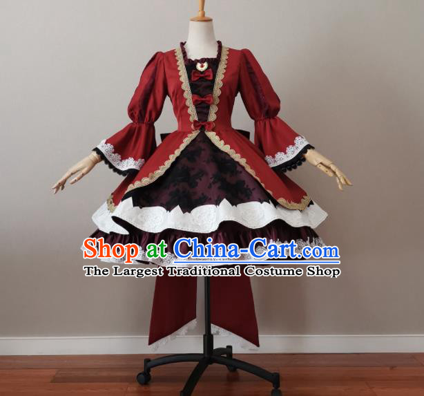 Top Halloween Fancy Ball Garment Costume Magic Princess Clothing Cosplay Female Warrior Red Short Dress