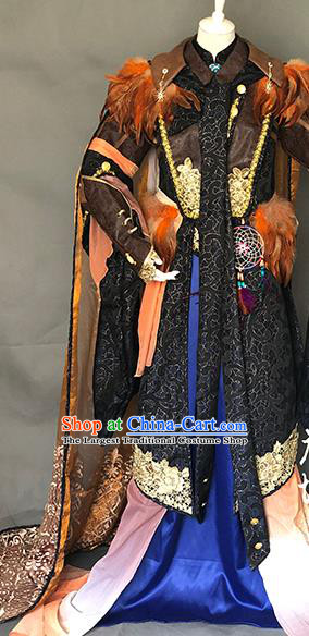 Chinese Traditional Puppet Show Swordsman Garment Costumes Cosplay Demon King Clothing Ancient Monarch Uniforms