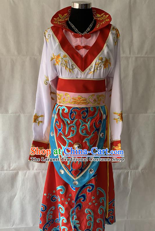 China Beijing Opera Blues Red Dress Outfits Traditional Opera Actress Garment Costume Ancient Swordswoman Clothing