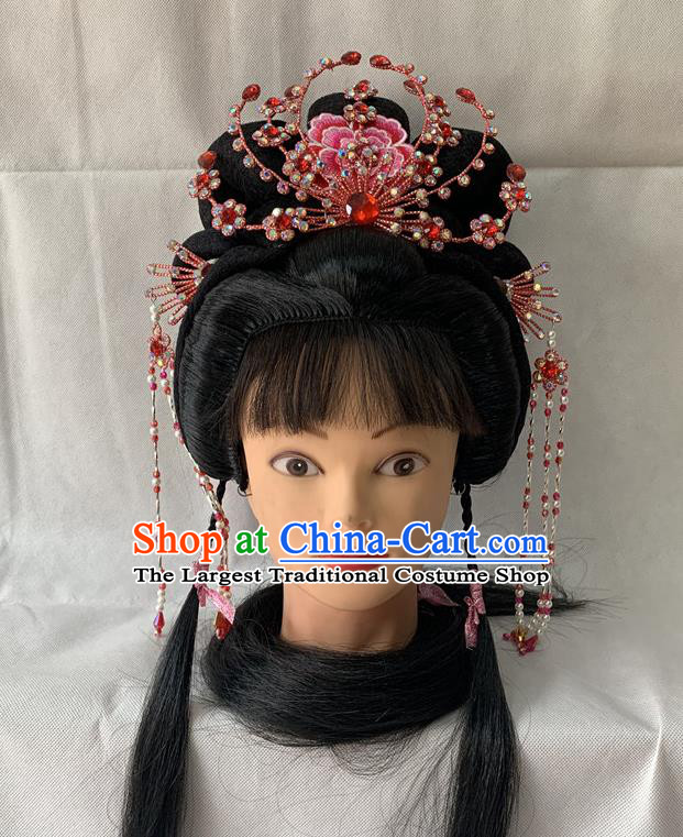 Chinese Peking Opera Hua Tan Hair Accessories Traditional Opera Headdress Beijing Opera Fairy Wigs and Hair Crown Hairpieces