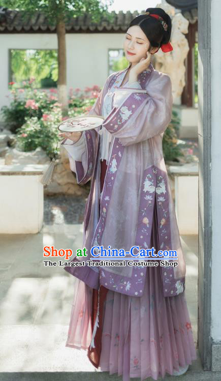 China Traditional Noble Woman Historical Clothing Ancient Young Mistress Embroidered Hanfu Dress Song Dynasty Garment Costumes