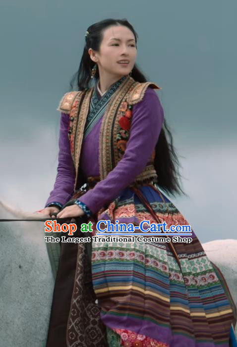 China Ancient Princess Purple Dress Garment The Rebel Princess Zhang Ziyi Replica Costumes Southern and Northern Dynasties Wang Xuan Clothing