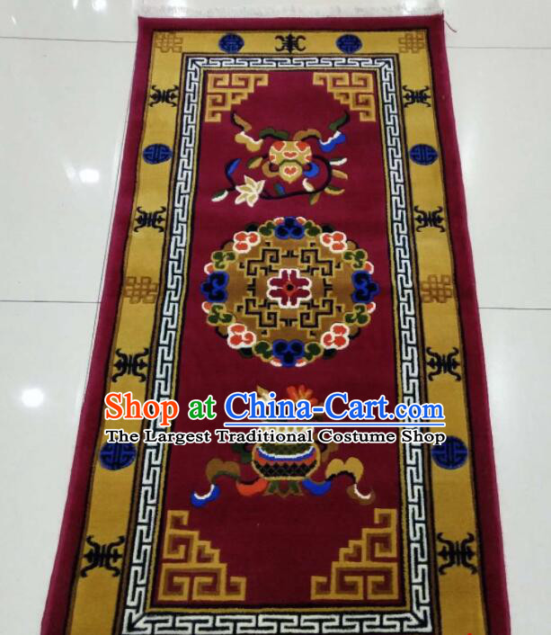 Tibetan Rug Chinese Handmade Wine Red Rug