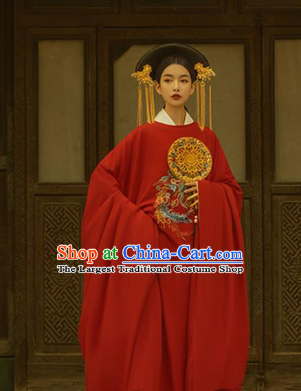 Chinese Ancient Imperial Consort Garment Costumes Traditional Wedding Clothing Song Dynasty Red Hanfu Dress