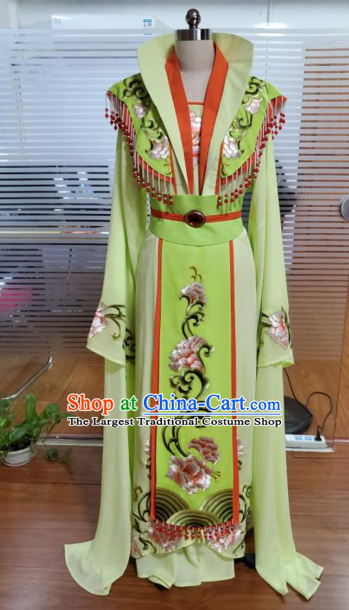 Chinese Ancient Fairy Clothing Peking Opera Hua Tan Garment Costumes Traditional Shaoxing Opera Empress Green Dress