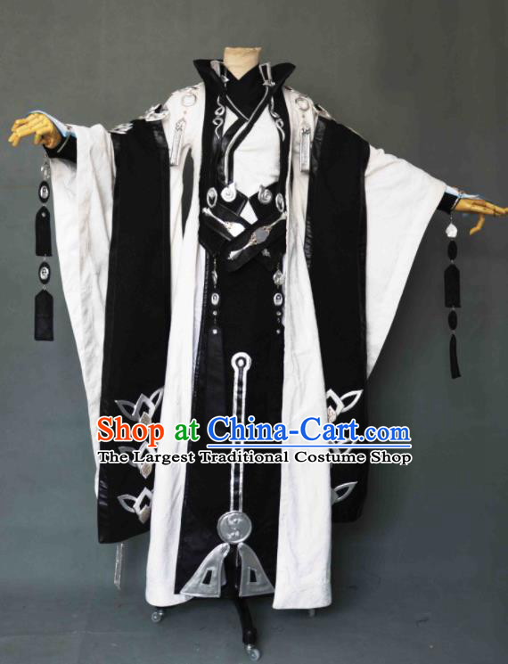 Chinese Game Jian Xia Qing Yuan Apparels Ancient Taoist Priest Garment Costumes Cosplay Swordsman Clothing