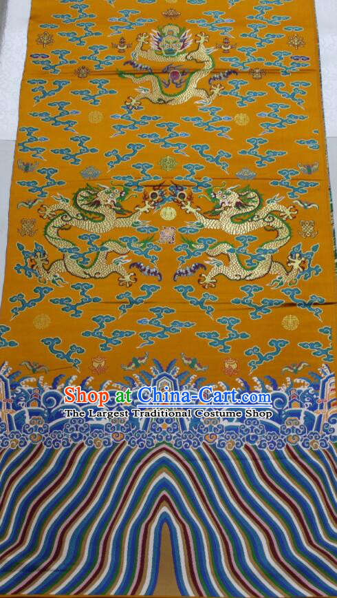 China Traditional Imperial Robe Drapery Royal Dragons Pattern Golden Brocade Fabric Ancient Costumes Silk Fabrics