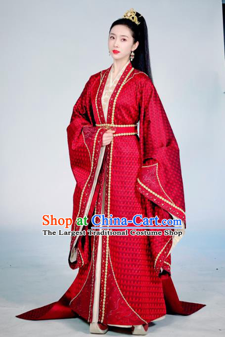 Chinese Wuxia TV Series Swordswoman Clothing Ancient Matriarch Red Dress Garments Qie Shi Tian Xia Feng Qi Wu Replica Costume