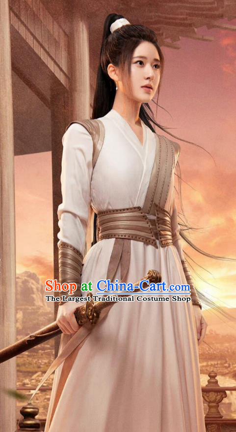 Chinese Ancient Chivalrous Lady Clothing Wuxia TV Series Qie Shi Tian Xia Bai Feng Xi Dresses Young Swordswoman Garment Costumes