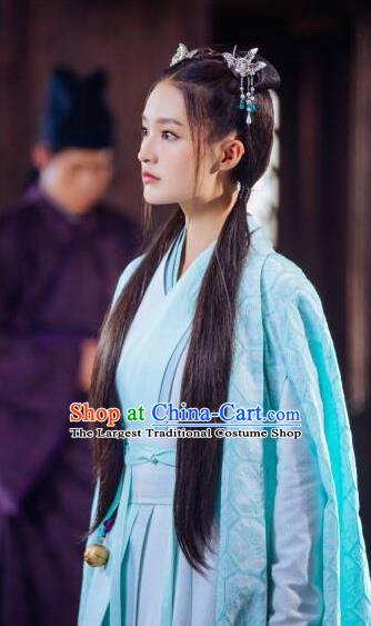 Chinese Wuxia TV Series The Wolf Ma Zhai Xing Costumes Ancient Swordswoman Clothing Traditional Young Lady Blue Dress Garments