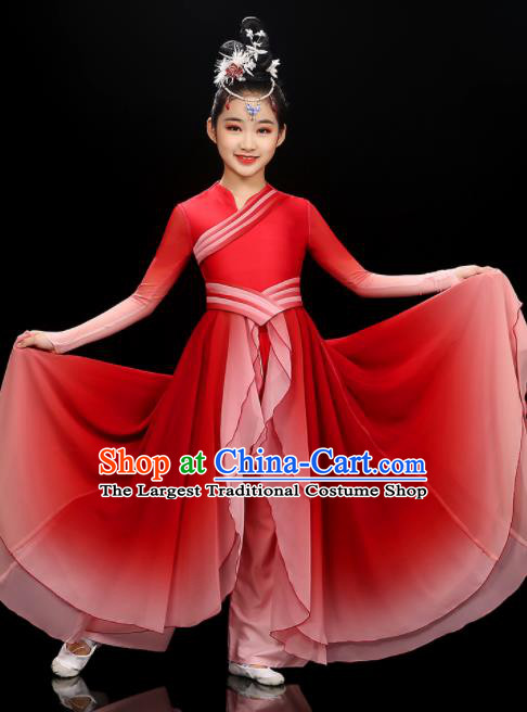 Chinese Modern Dance Red Dress Uniform Traditional Dancewear Children Opening Dance Clothing Group Dance Garment Costume