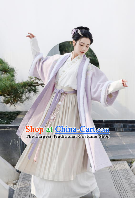 Chinese Ancient Young Woman Lilac Dresses Song Dynasty Female Costumes Traditional Hanfu Clothing Complete Set