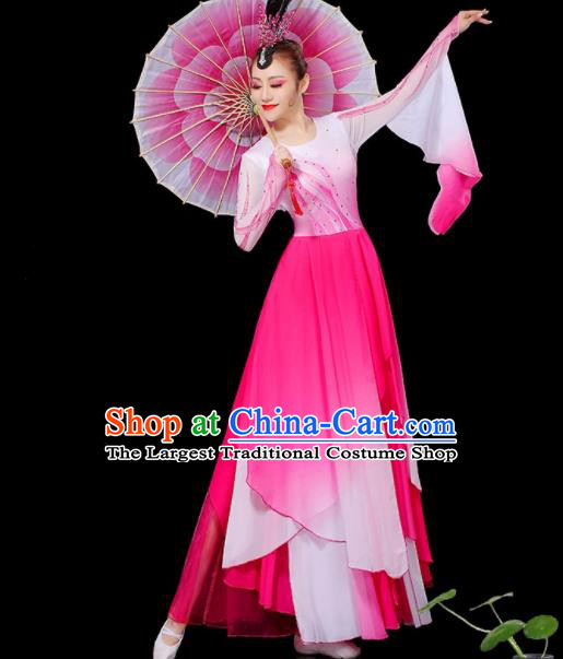 Chinese Classical Dance Clothing Umbrella Dance Costumes Jasmine Flower Dance Garment Women Solo Dance Pink Dress