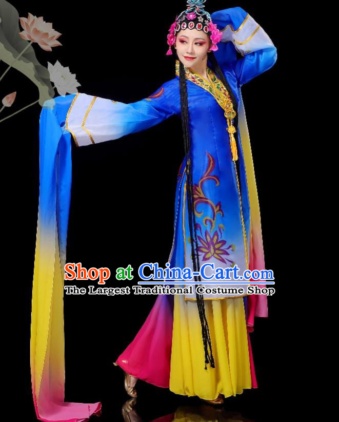 Chinese Water Sleeve Dance Garment Women Group Dance Royal Blue Dress Opera Dance Clothing Classical Dance Costumes