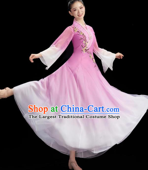 China Umbrella Dance Costume Stage Performance Garment Classical Dance Clothing Women Group Dance Purple Dress