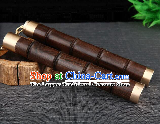 Top Ebony Nunchakus Chinese Martial Arts Nunchaku Handmade Kung Fu Bamboo Joint Nunchaka