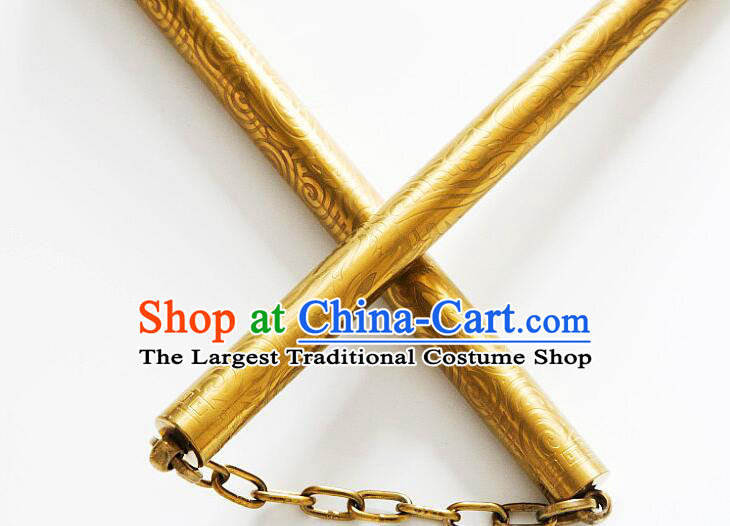 Top Stainless Steel Nunchakus Chinese Martial Arts Nunchaku Handmade Kung Fu Golden Nunchaka