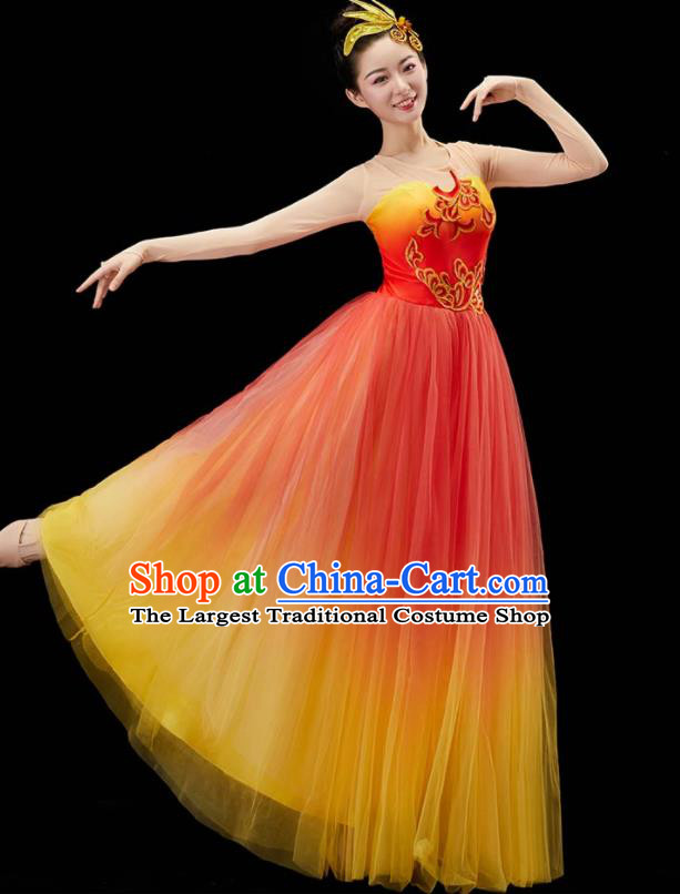 Chinese Spring Festival Gala Opening Dance Garment Women Umbrella Dance Costume Stage Performance Red Dress Modern Dance Clothing