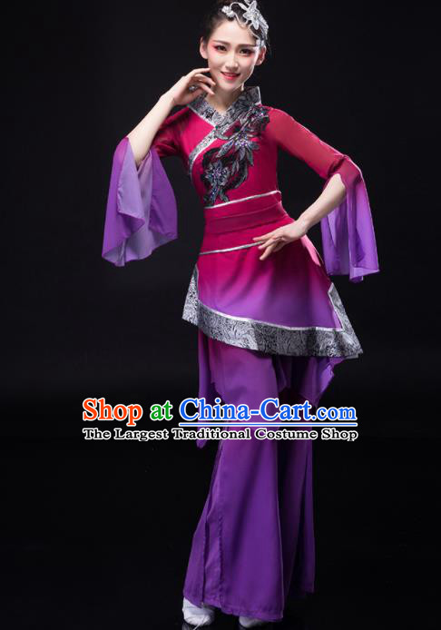 Chinese Folk Dance Costume Stage Performance Purple Outfit Yangko Dance Clothing Women Group Dance Dance Garments