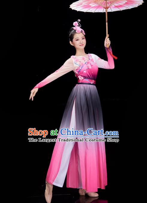 Chinese Classical Dance Costume Stage Performance Pink Dress Umbrella Dance Clothing Women Group Dance Garments