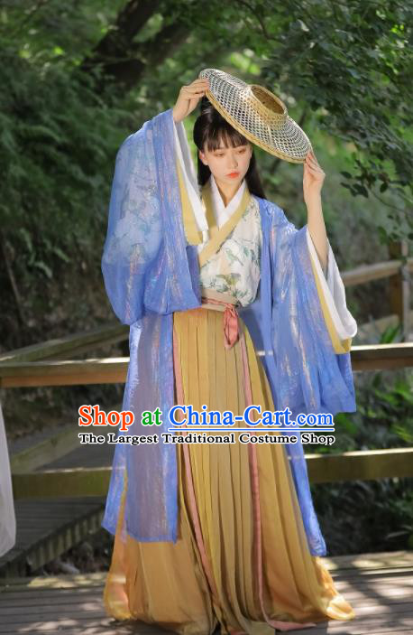 Chinese Ancient Swordswoman Dress Garments Jin Dynasty Historical Costumes Traditional Hanfu Young Lady Clothing