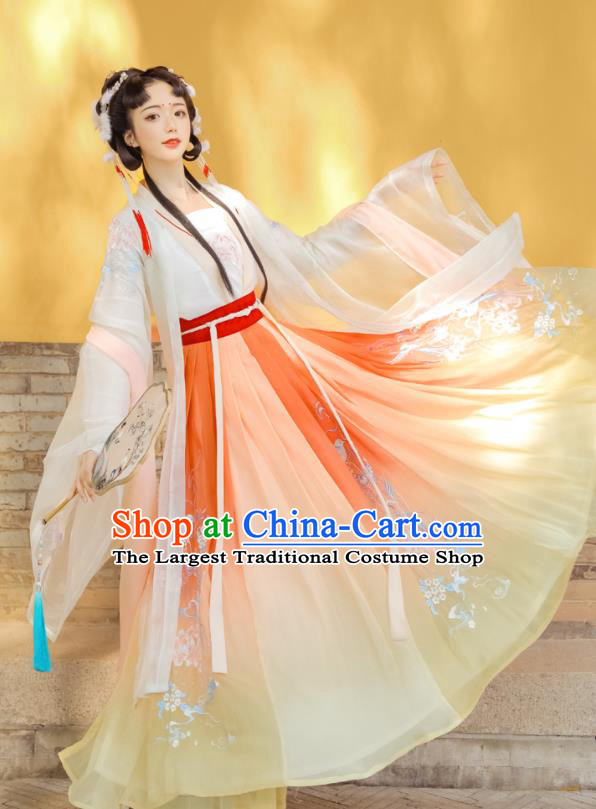 Chinese Traditional Hanfu Dresses Song Dynasty Young Lady Garment Costumes Ancient Royal Princess Clothing