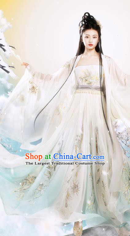 Chinese Ancient Fairy Clothing Traditional Embroidered Hanfu Dress Southern and Northern Dynasties Princess Garment Costumes