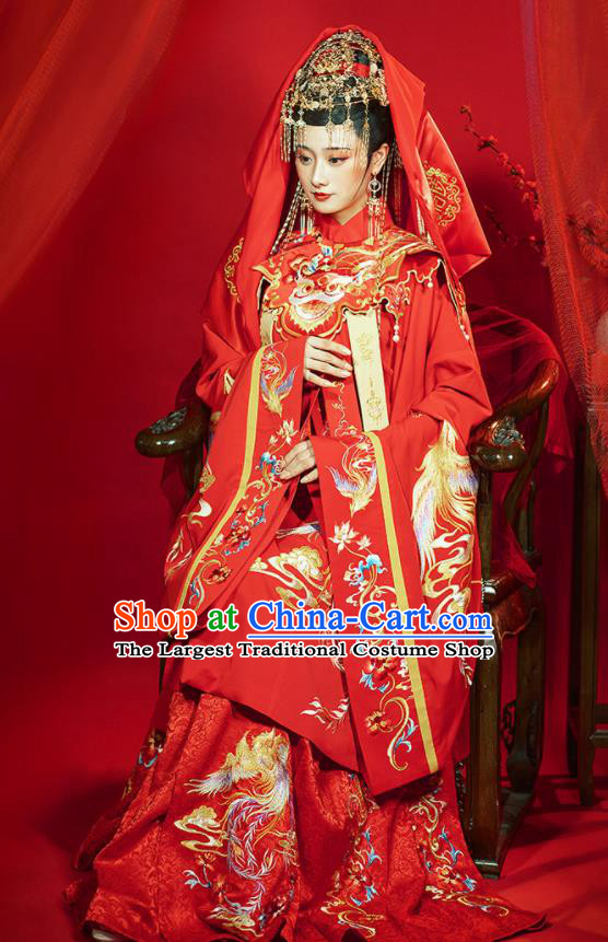 Chinese Ancient Bride Clothing Traditional Wedding Red Hanfu Dress Ming Dynasty Noble Woman Historical Costumes